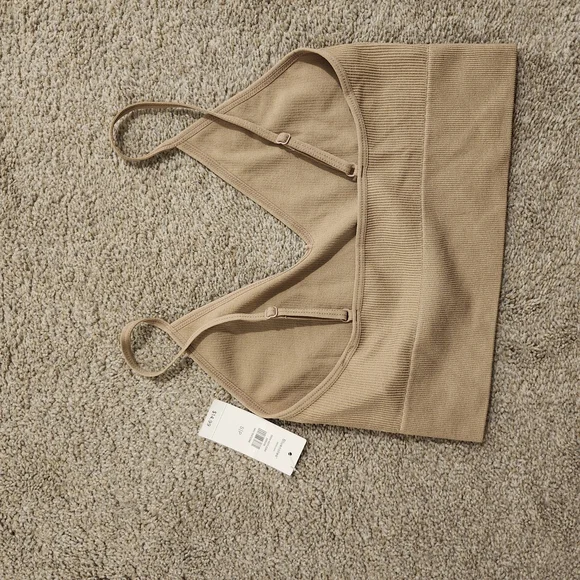 Tan Ribbed Crop Top - Picture 2 of 2